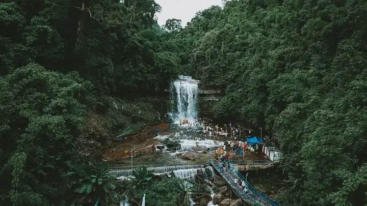 Tada Waterfall in its forest setting