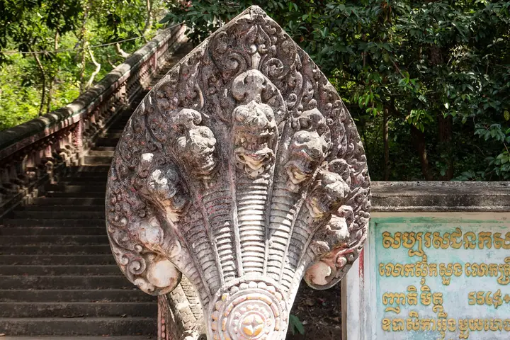 Naga-lined approach at the Phnom Sar Sear complex, 2019