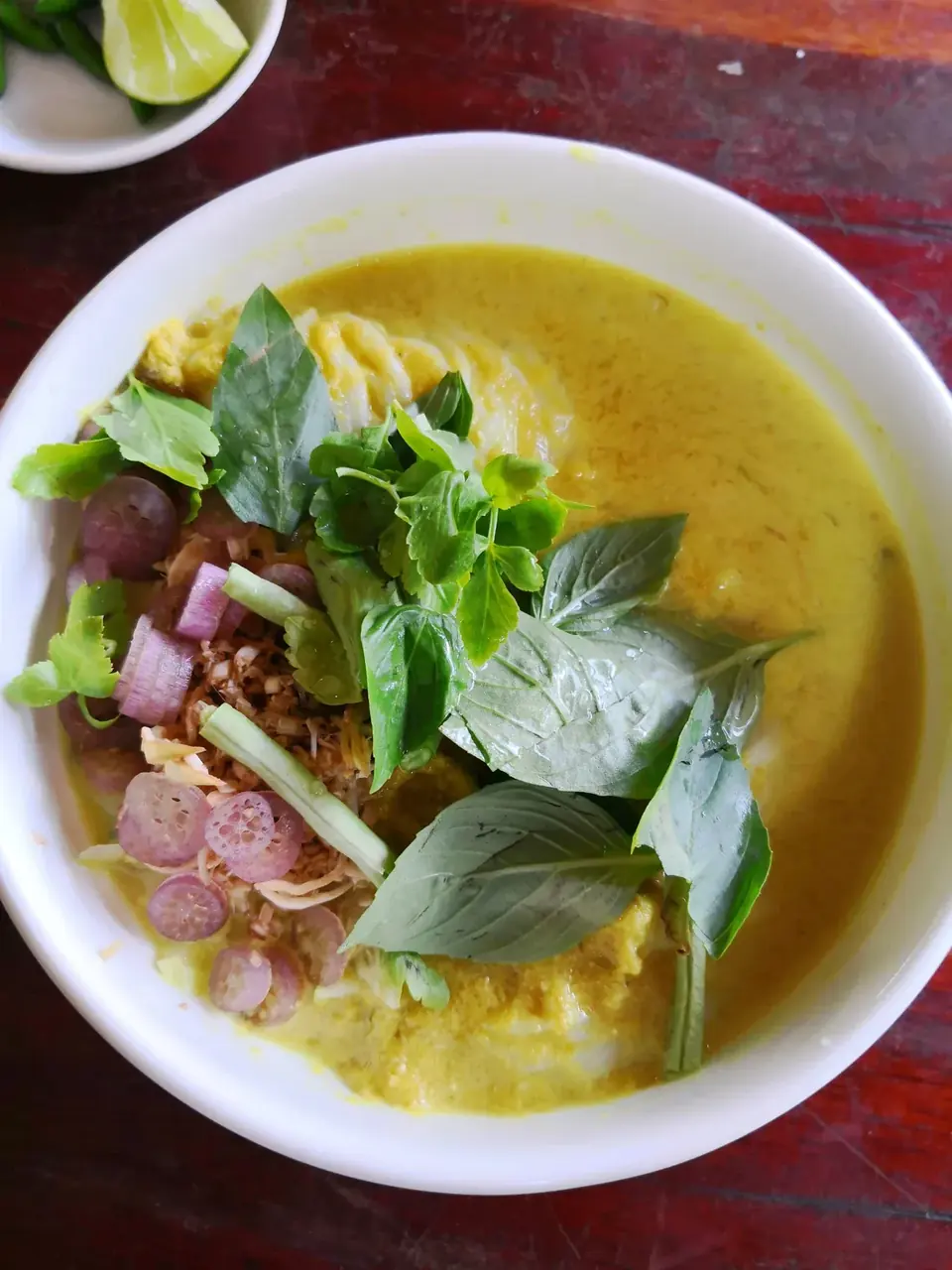 Num banh chok served in Siem Reap.