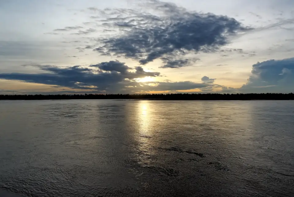 Sunset over the Mekong from Kratie, photographed in November 2017